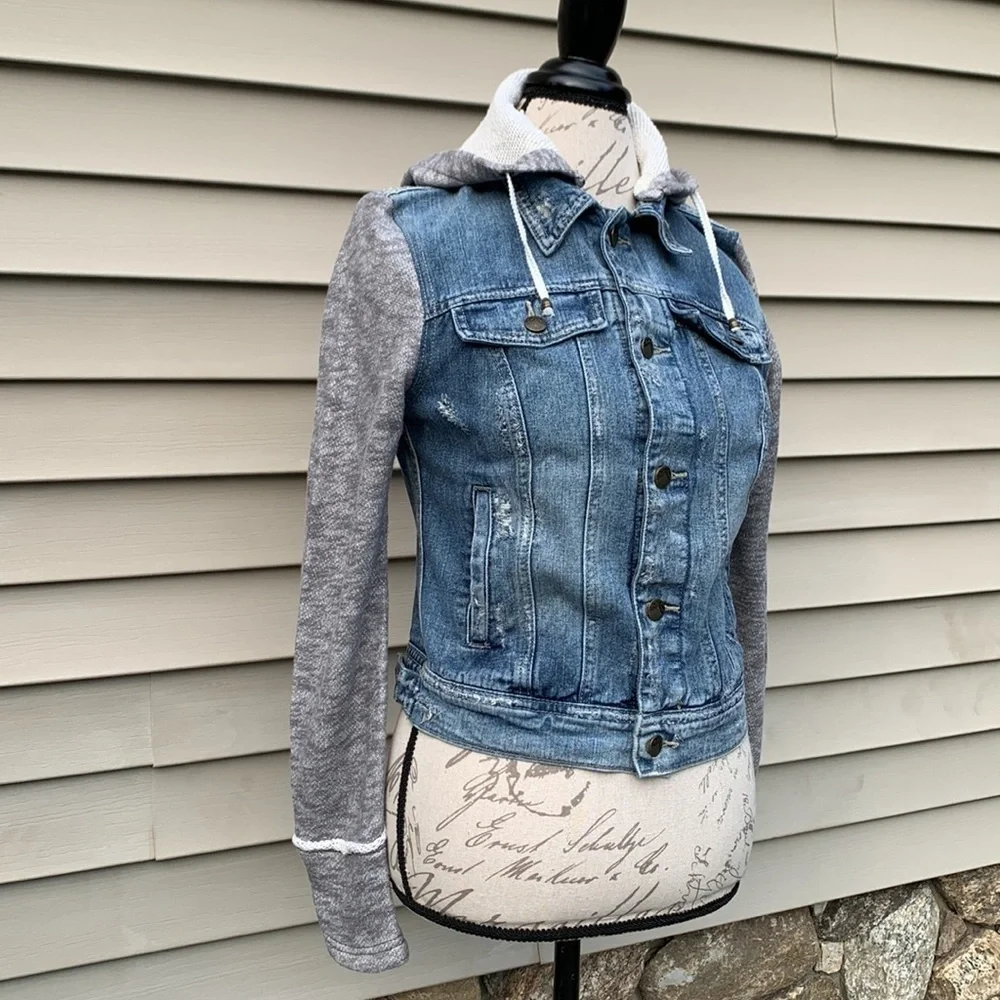 FREE People Denim/Knit Hoodie Jacket in Indie Wash